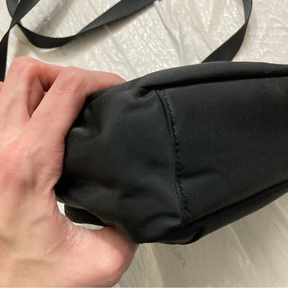 Tumi double zipper black nylon crossbody bag unisex